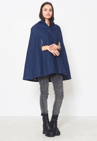 VINTAGE BLUE CAPE COAT