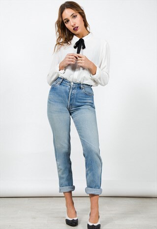 VINTAGE 80S REWORKED LEVI'S 501 JEANS MID WASH/ 0002