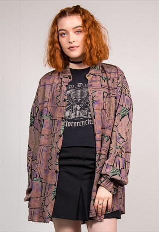 90'S VINTAGE FUNKY WAVEY PATTERNED SHIRT