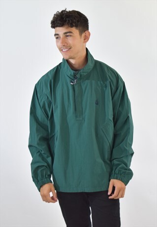 VINTAGE 90S GREEN NAUTICA CAGOULE TRACK TOP