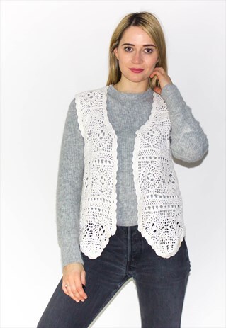 VINTAGE 70'S BOHO CROCHET WAISTCOAT