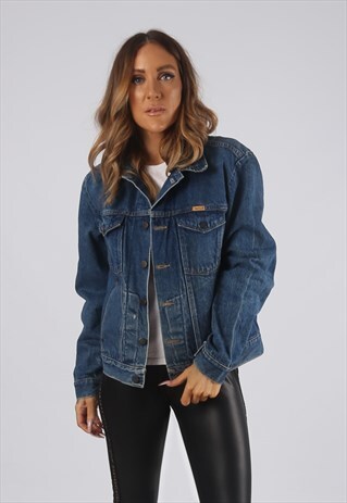VINTAGE DENIM JACKET OVERSIZED FITTED UK 12 MEDIUM (JR3K)