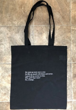 MANGO PUN POEM BLACK COTTON TOTE