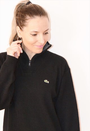 VINTAGE 90S LACOSTE LOGO 1/4 ZIP SWEATSHIRT JUMPER