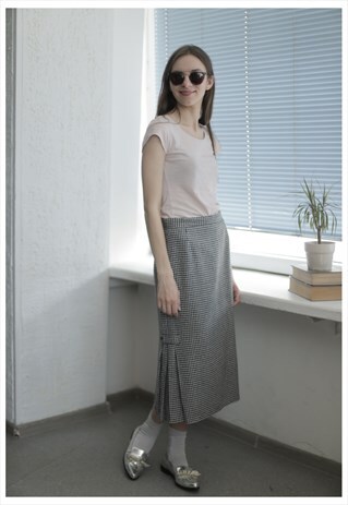 VINTAGE 60'S MIDI BLACK/WHITE HIGH WAISTED SKIRT