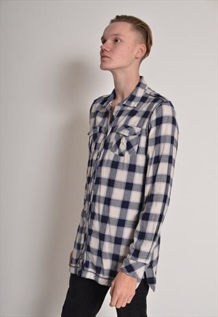 VINTAGE TIMBERLAND CHECK FLANNEL SHIRT BLUE