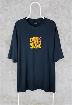 Vintage Quiksilver T-Shirt Faded Black 90s Surf XXL