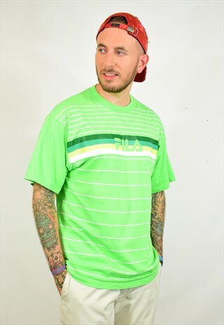 VINTAGE FILA GREEN SPELL OUT T SHIRT