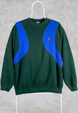 Vintage Reworked Polo Ralph Lauren Green Blue Small