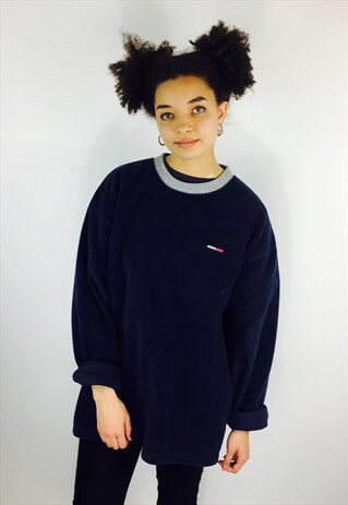 TOMMY HILFIGER NAVY FLEECE SWEATER