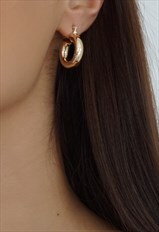 Nikita By Niki Gold Plated Huggie Thick Hoop Earrings
