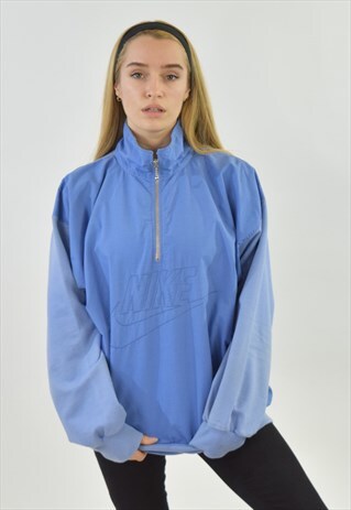 VINTAGE 90S BLUE NIKE ZIP UP TRACKSUIT TOP SWEATSHIRT