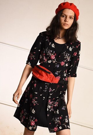 90'S RETRO FLORAL PRINT FESTIVAL MINI DRESS