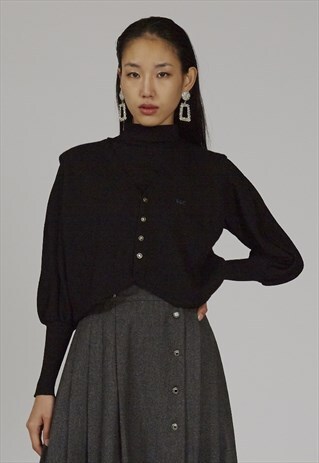 RARE VINTAGE 90'S LOGO VERSACE BLACK WAISTCOAT KNIT