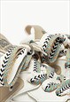 DOUBLE LACE SNEAKERS CHUNKY SOLE TRAINERS SKATER SHOES BROWN