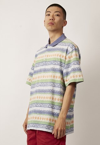 RARE 90'S VINTAGE FLLA PRINT POLO T-SHIRT