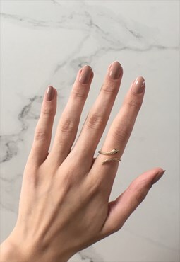 Eve: Dainty Gold Pave Open Snake Ring