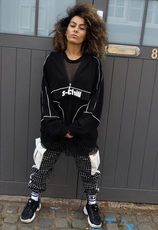 LOOSE FIT OVERSIZE MULTI CARGO POCKET ZIP UP HOODIE TOP