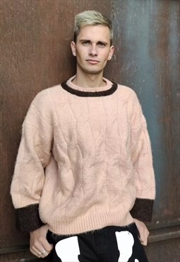Premium woolen knitted sweater wide jumper in pastel pink