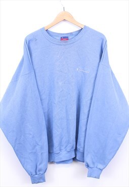 Vintage Champion Sweatshirt Blue Pullover With Chest Logo 