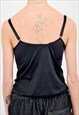 VINTAGE 2000S VEST TOP IN BLACK LACE WITH STRUCTURE BRA
