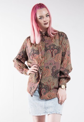 VINTAGE PAISLEY PATTERNED SHIRT BLOUSE