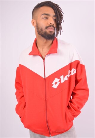 VINTAGE LOTTO TRACKSUIT TOP JACKET RED