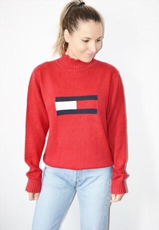 VINTAGE 90S TOMMY HILFIGER LOGO JUMPER SWEATSHIRT