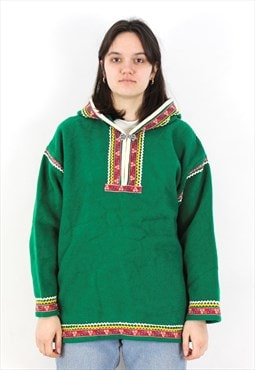 Wool Aztec Pullover Hoodie Jumper Sweater Hood Folk Ethnic