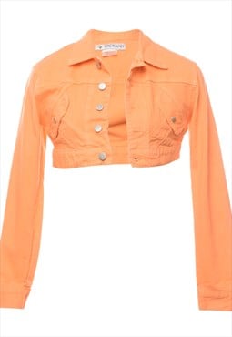 Vintage Orange Cropped Denim Jacket - S