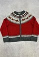 VINTAGE KNITTED CARDIGAN EMBROIDERED BIRD PATTERNED KNIT 