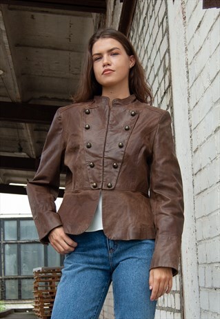 VINTAGE RETRO BROWN LEATHER JACKET