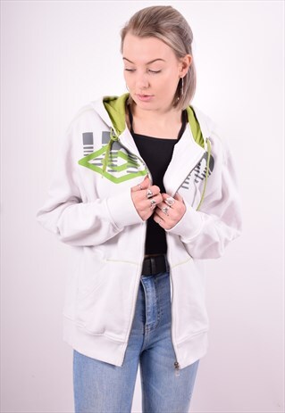 UMBRO WOMENS VINTAGE HOODIE JACKET LARGE WHITE 90'S