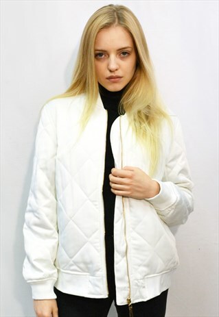 QUILTED SATIN BLACK PUFFER BOMBER JACKET