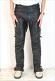 Leather Vintage Mens W33 L34 Reg Tapered Side Laced Pants 52