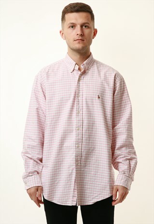 90S VINTAGE CHECKERED POLO RALPH LAUREN COTTON SHIRT 16336