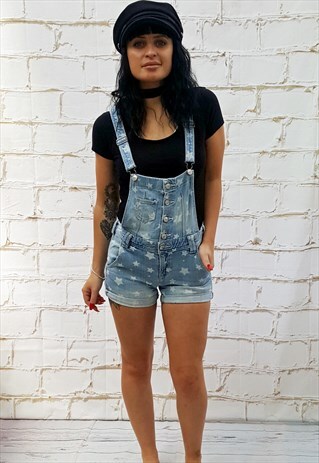VINTAGE BLUE DENIM SHORT DUNGAREES