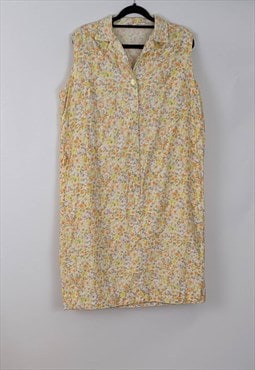 Vintage Sleeveless Yellow Floral Dress