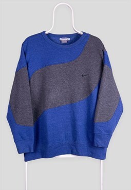 Vintage Reworked Nike Sweatshirt Blue Grey Medium