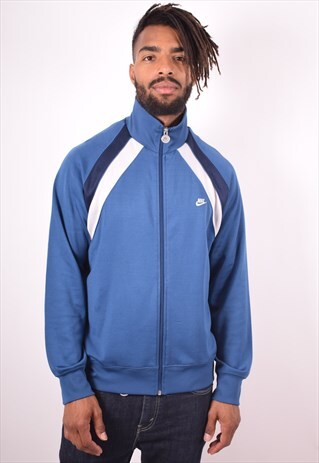 NIKE MENS VINTAGE TRACKSUIT TOP JACKET LARGE BLUE 90S