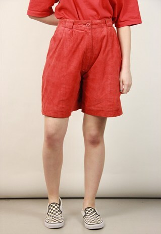 VINTAGE RED SUEDE HIGH WAIST SHORT
