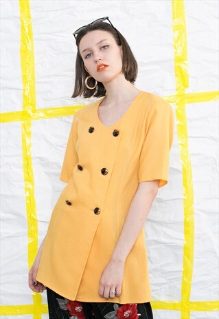 VINTAGE WOMAN'S YELLOW SHORT SLEEVED BLAZER