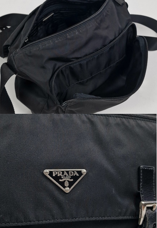 Prada Tessuto Nylon Sport Black Messenger Crossbody Bag 