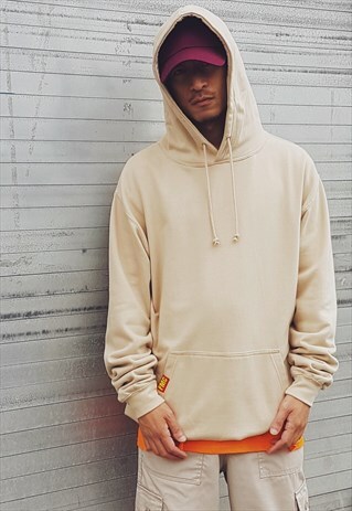 PLAIN OVERSIZED HOODIE CAMEL BEIGE