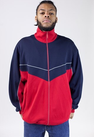 VINTAGE RED AND NAVY ZIP UP 90'S JACKET