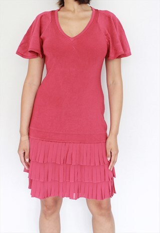 Y2K BURGUNDY KAREN MILLEN KNIT MINI DRESS