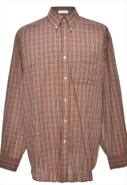 Red & Grey Long Sleeve Van Heusen Checked Shirt - L