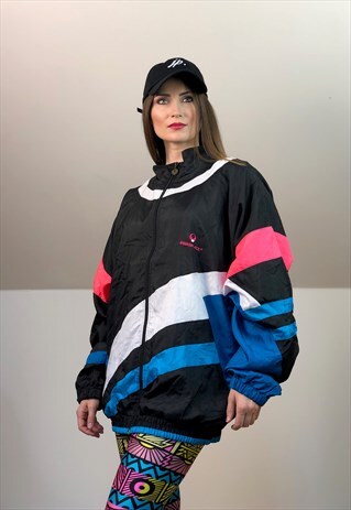 SQUASH TENNIS ACE 90S FRESH WINDBREAKER NEON JACKET VINTAGE