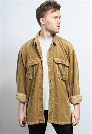 VINTAGE CORDUROY CORD SHIRT BROWN