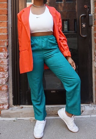 VINTAGE 80S TURQUOISE EASY TROUSERS